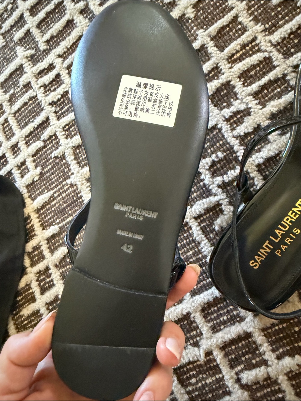 Saint Laurent Black  Sandals with Gold Logo REPLICAS-new but do not have boxes - Picture 3 of 3